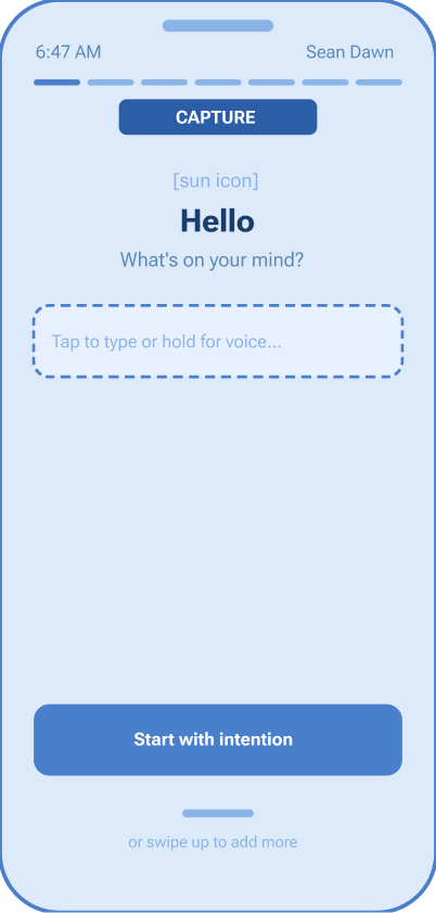 Capture screen — blank input for new thoughts